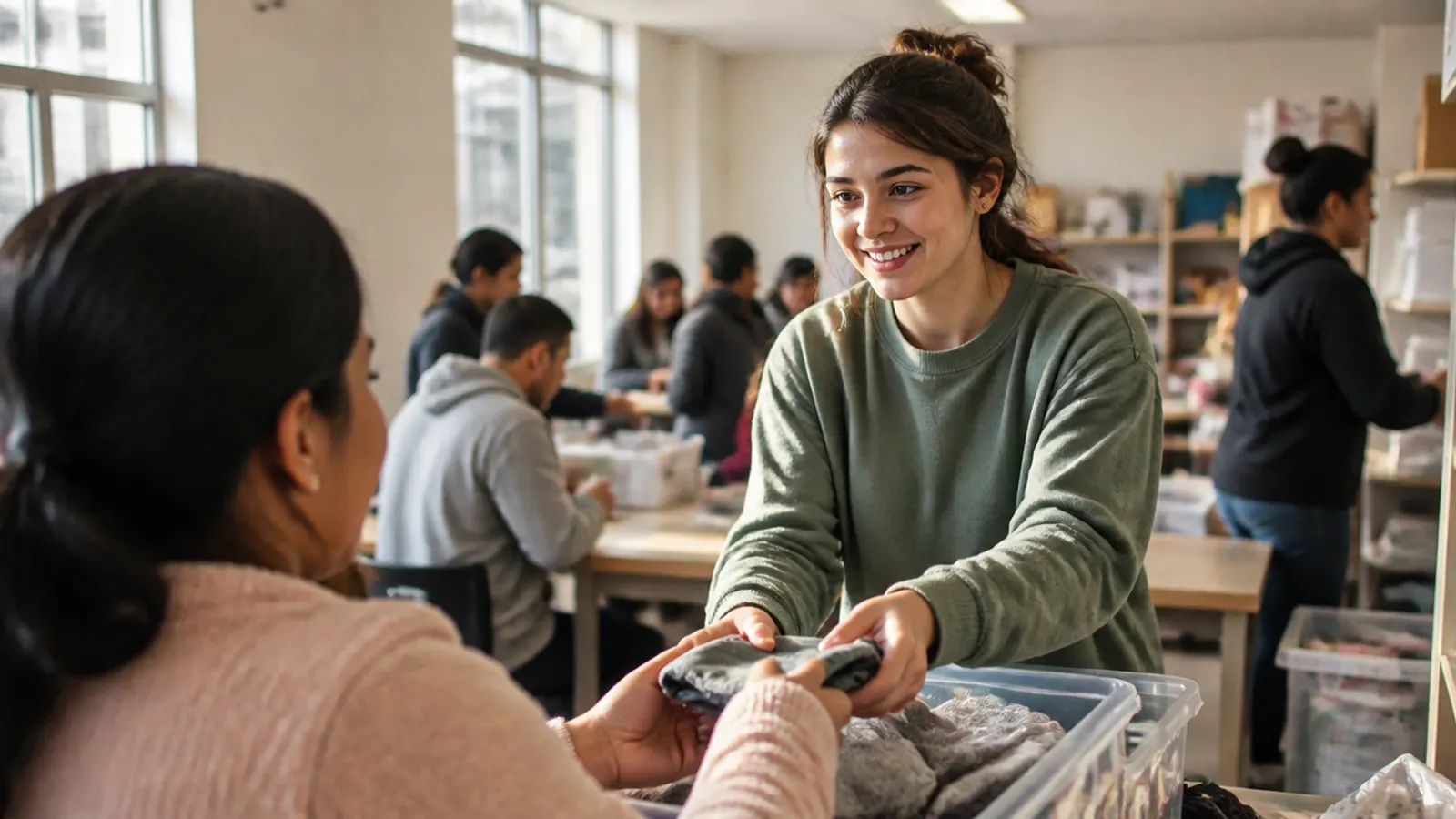 Estudiante realizando su servicio social en una institución pública