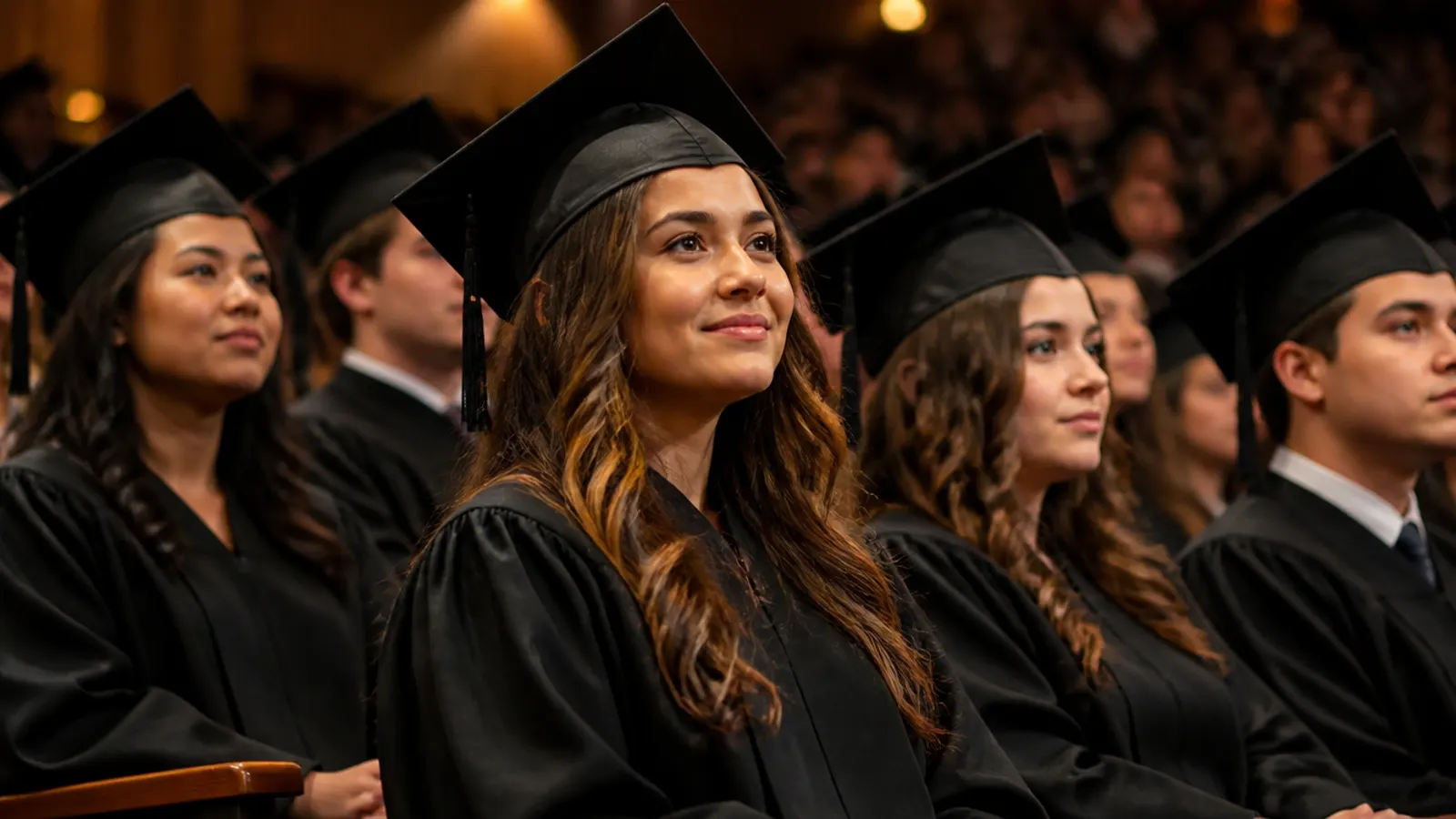 Egresados en toga durante una ceremonia de titulación universitaria